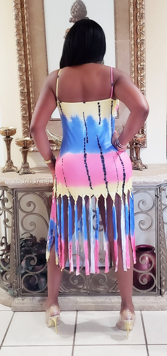 Print Fringe Dress