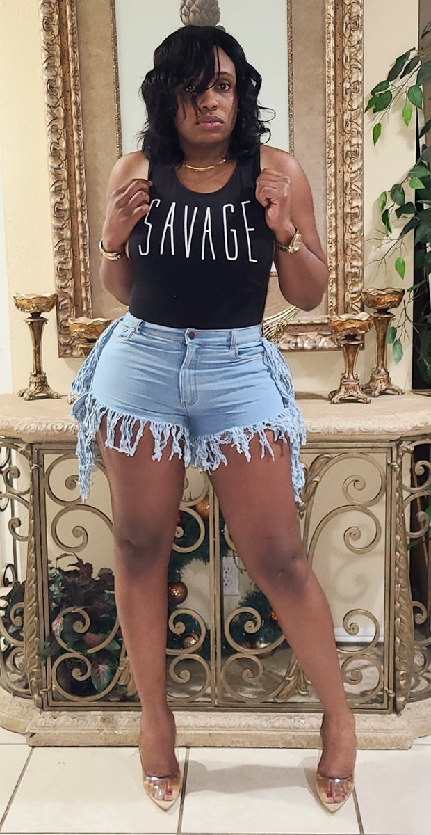 Fringe Denim shorts