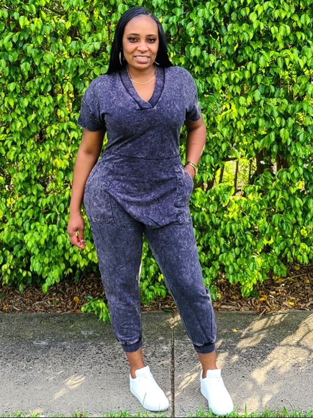 RIRI Mineral Wash Oversized Jumpsuit