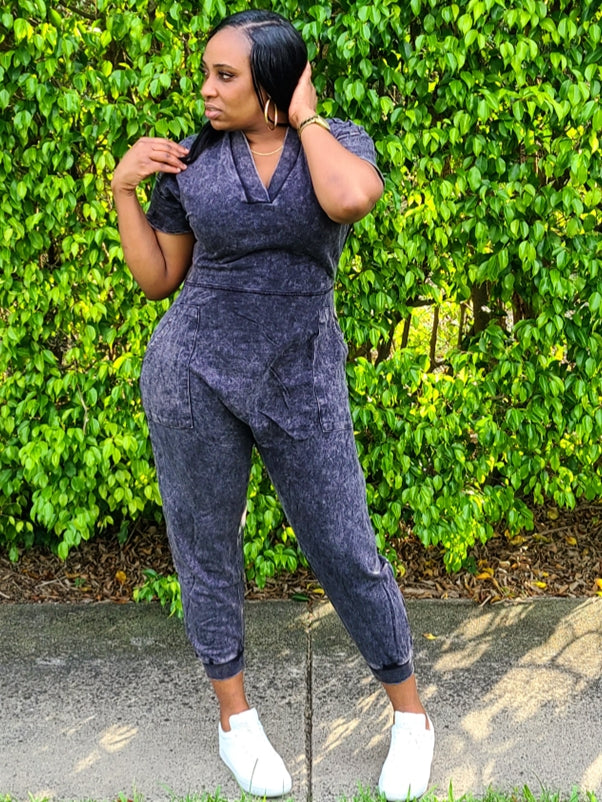 RIRI Mineral Wash Oversized Jumpsuit