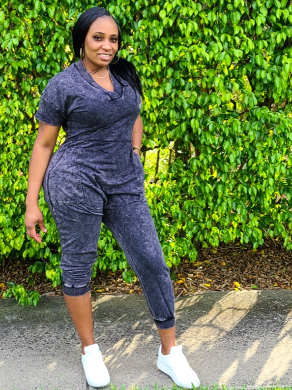 RIRI Mineral Wash Oversized Jumpsuit