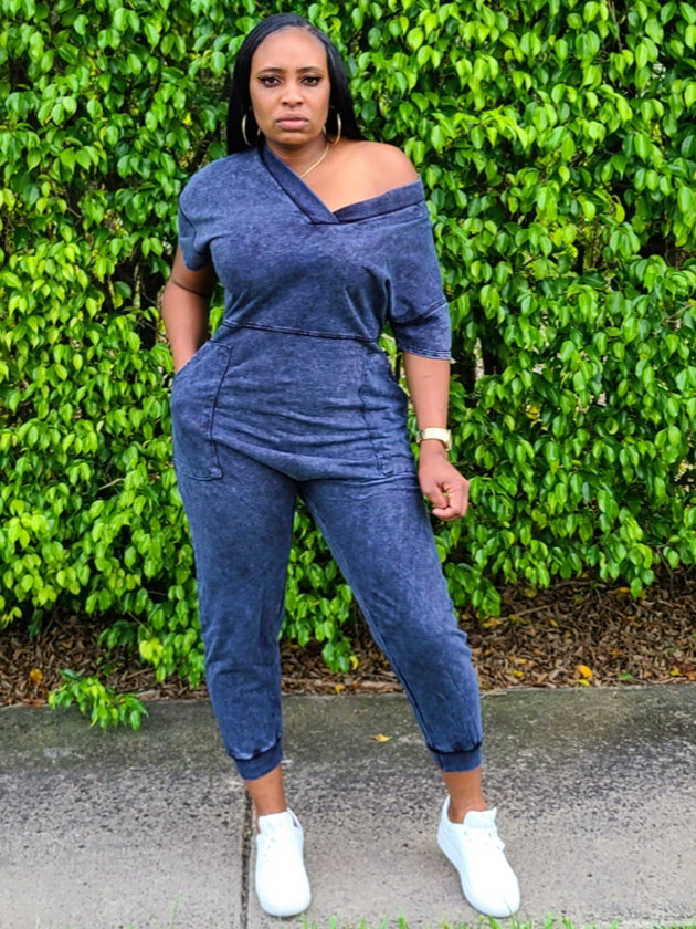 RIRI Mineral Wash Oversized Jumpsuit