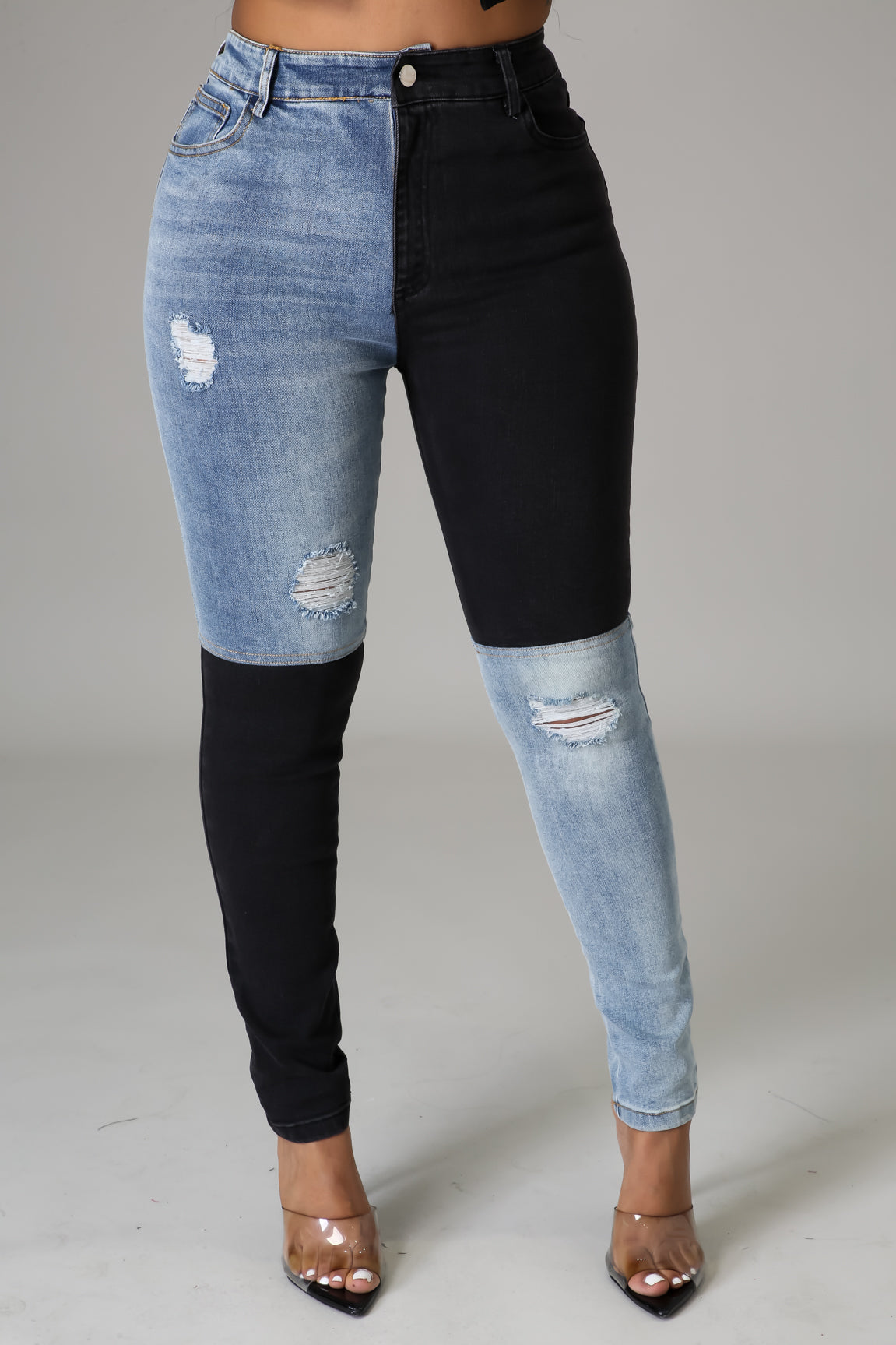 Half and Half Denim Pants