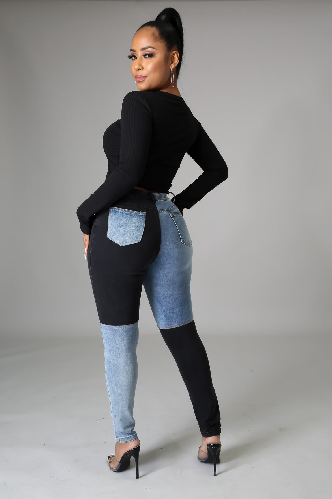 Half and Half Denim Pants
