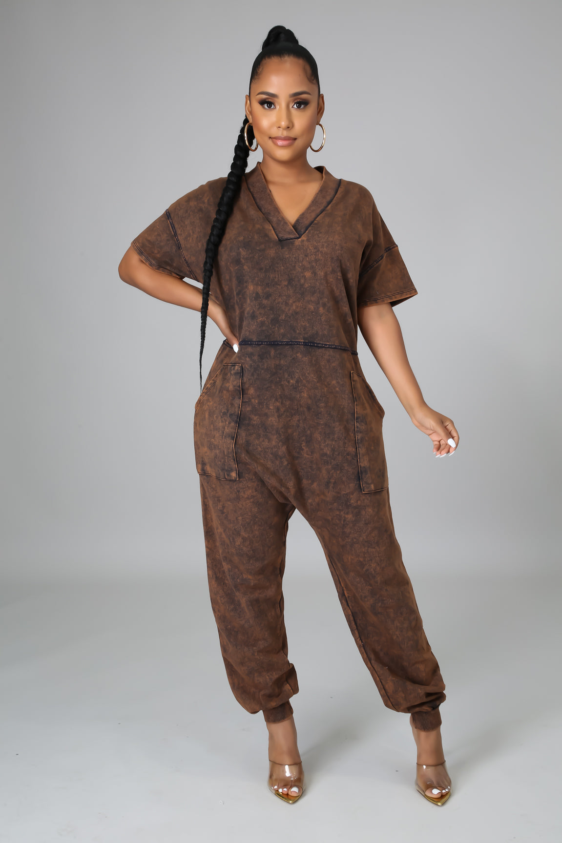 RIRI Mineral Wash Oversized Jumpsuit