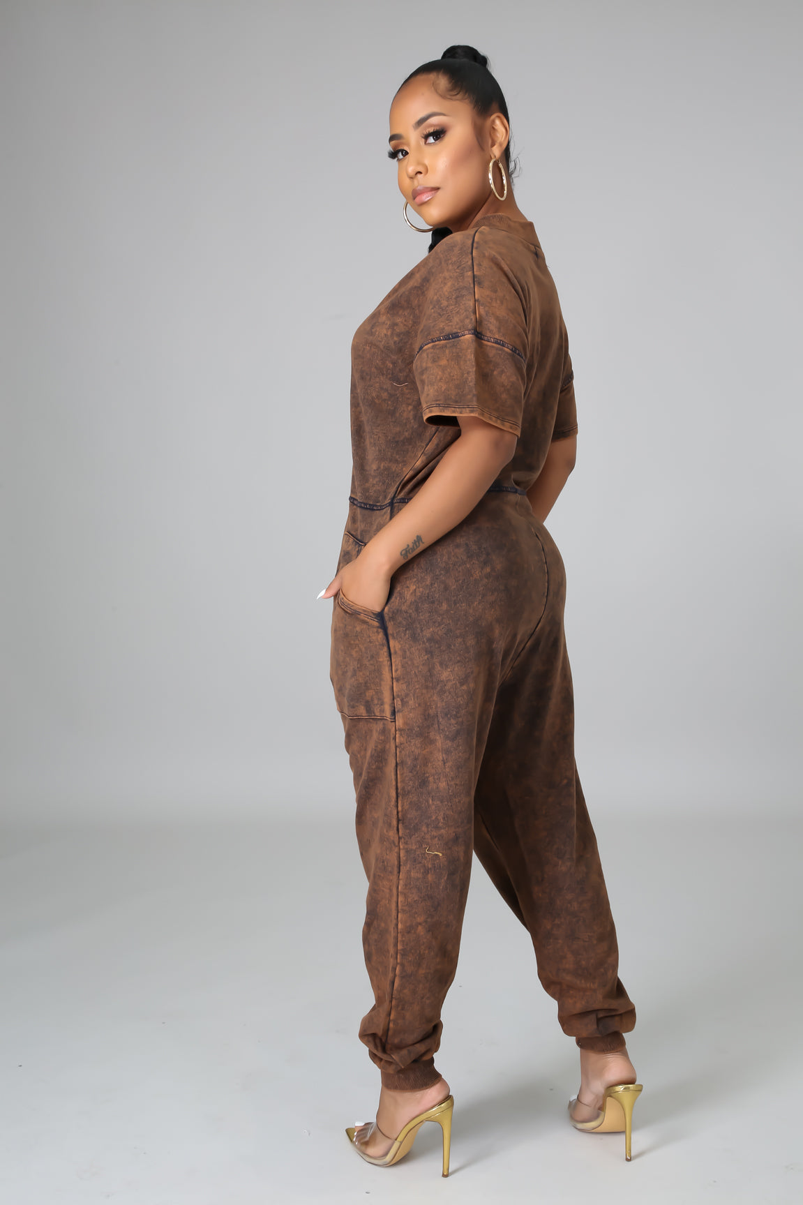 RIRI Mineral Wash Oversized Jumpsuit