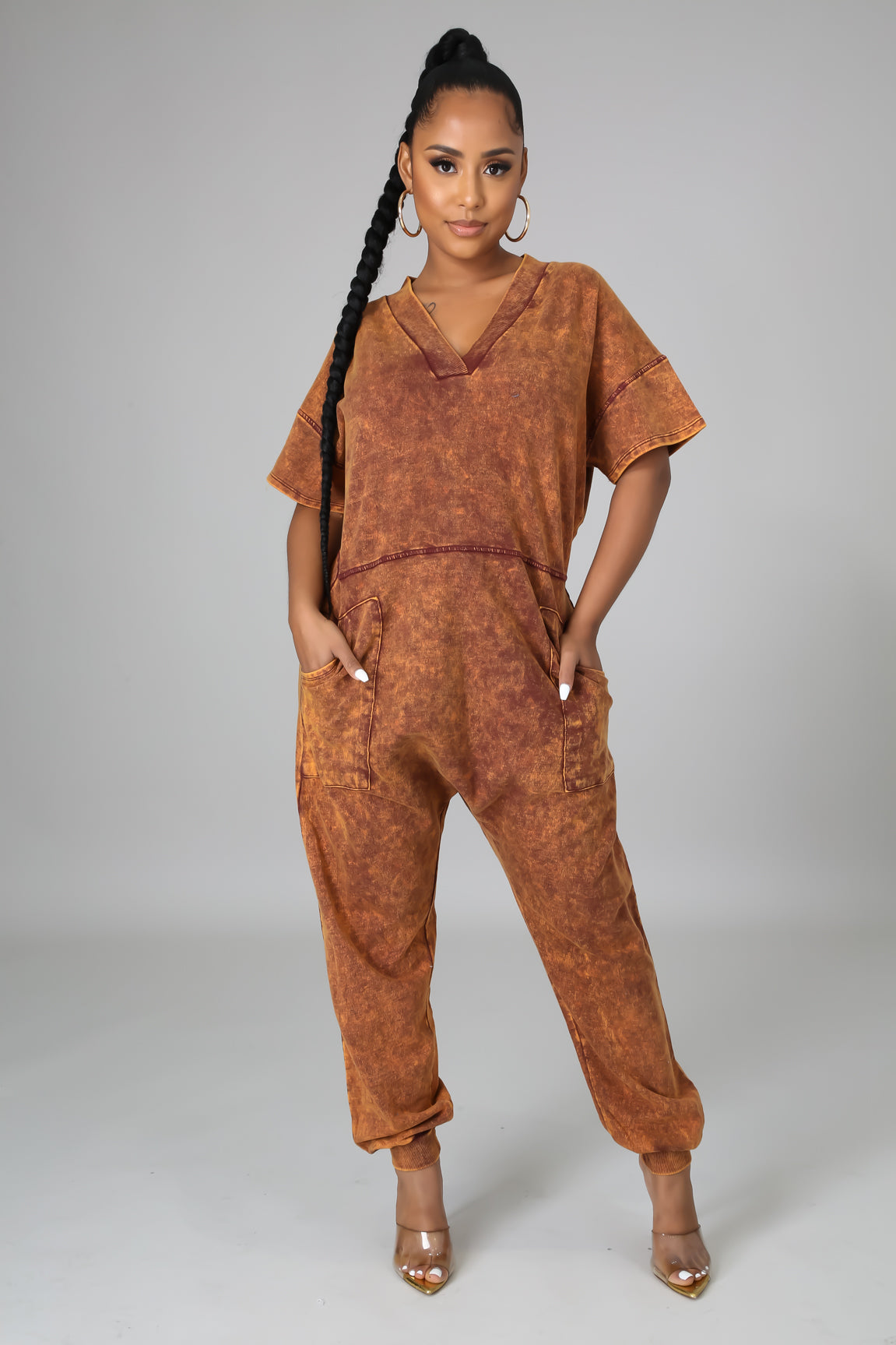 RIRI Mineral Wash Oversized Jumpsuit