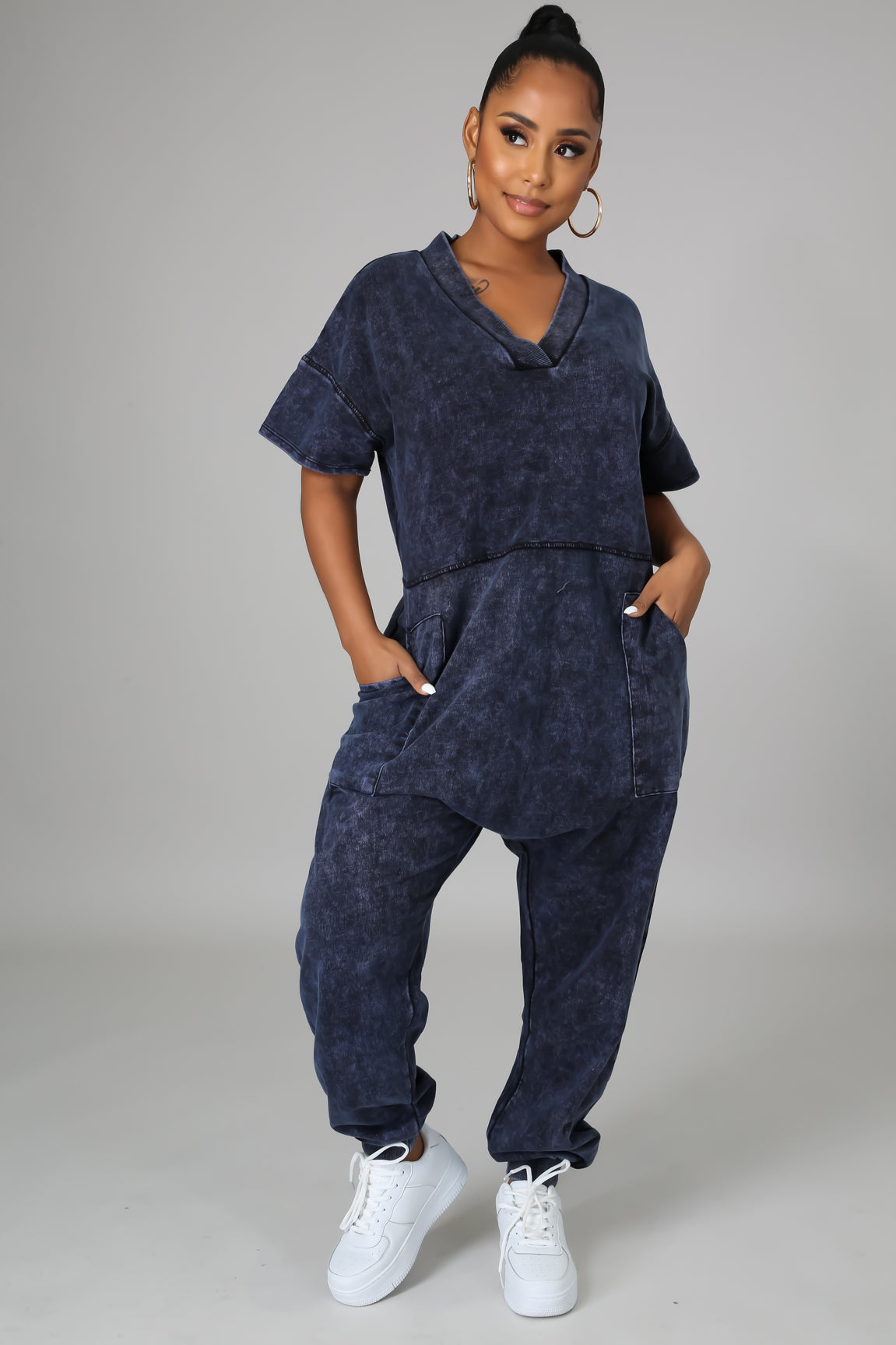 RIRI Mineral Wash Oversized Jumpsuit
