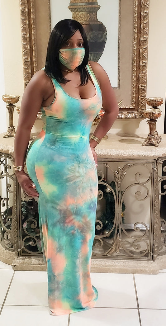 Destiny maxi dress with mask