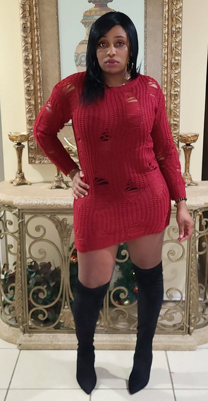 Desire Distressed Sweater Dress