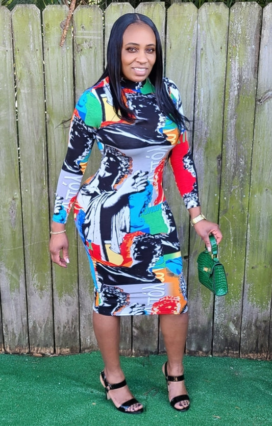Statute Print Dress