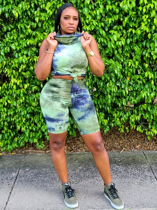 Mama Mia short set with Attached Mask